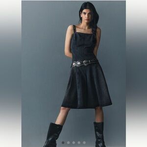 Pilcro Black Denim Square-Neck A-Line Dress